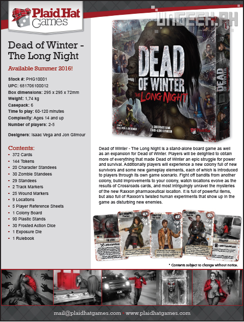 NEW Dead of Winter Long Night Player Reference Sheet Game Replacement Parts 