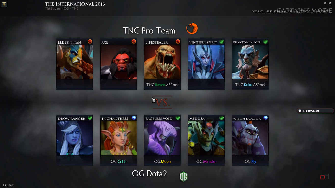 Game 1 Draft (Image courtesy of Dota Digest Youtube Channel)