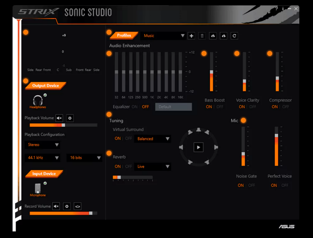 Asus Sonic Studio provides the user with full customizability in one intuitive interface.