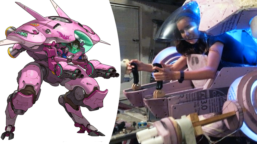 Dad Makes Awesome D.Va Mech Cosplay for Daughter! 