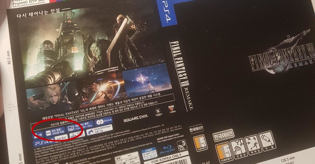 Final Fantasy VII Remake Needs 100 GB of Precious PS4 Storage