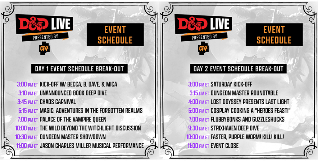 Here's the complete schedule and where to watch D&D Live ...