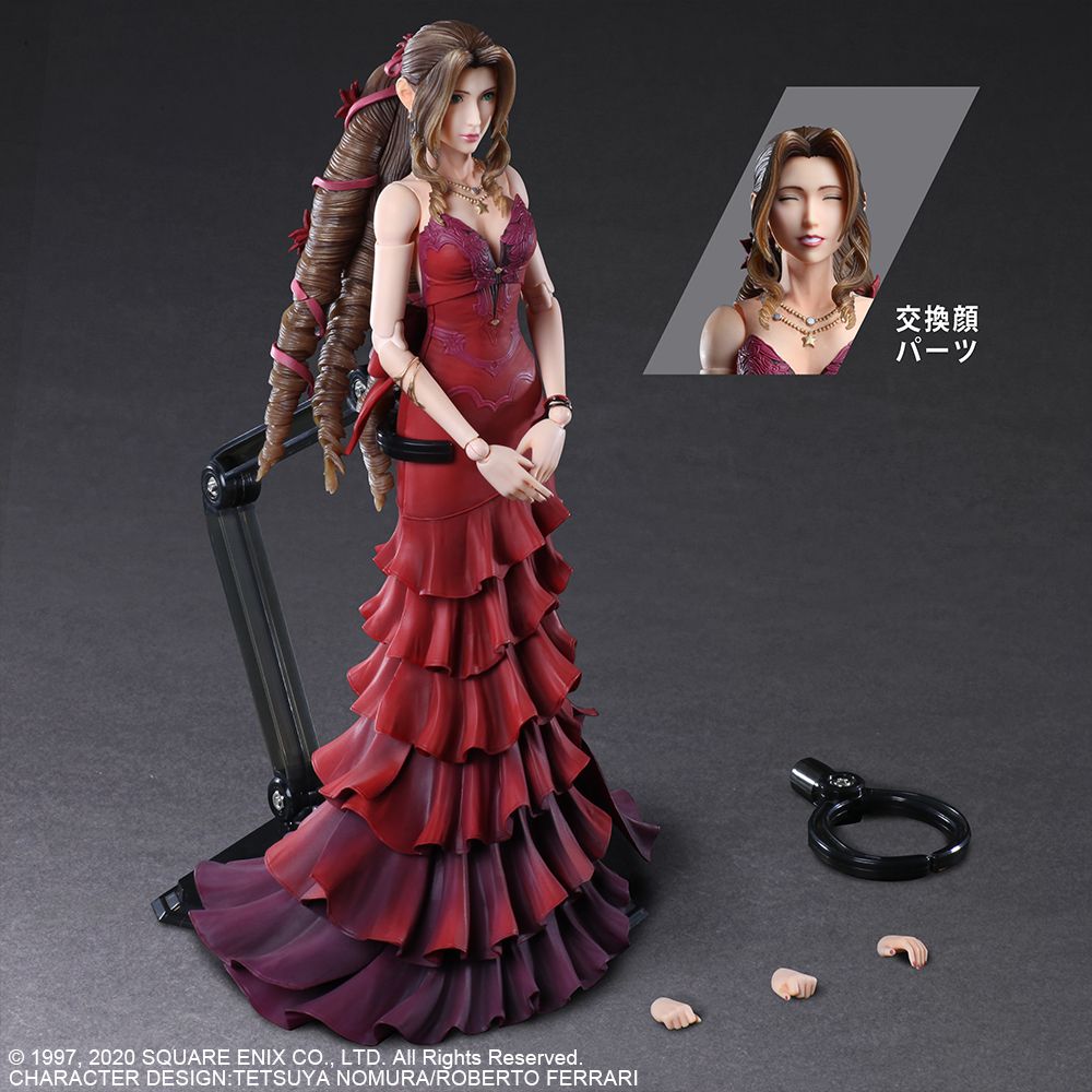 Aerith looks stunning in her red dress, but she needs a steel chair