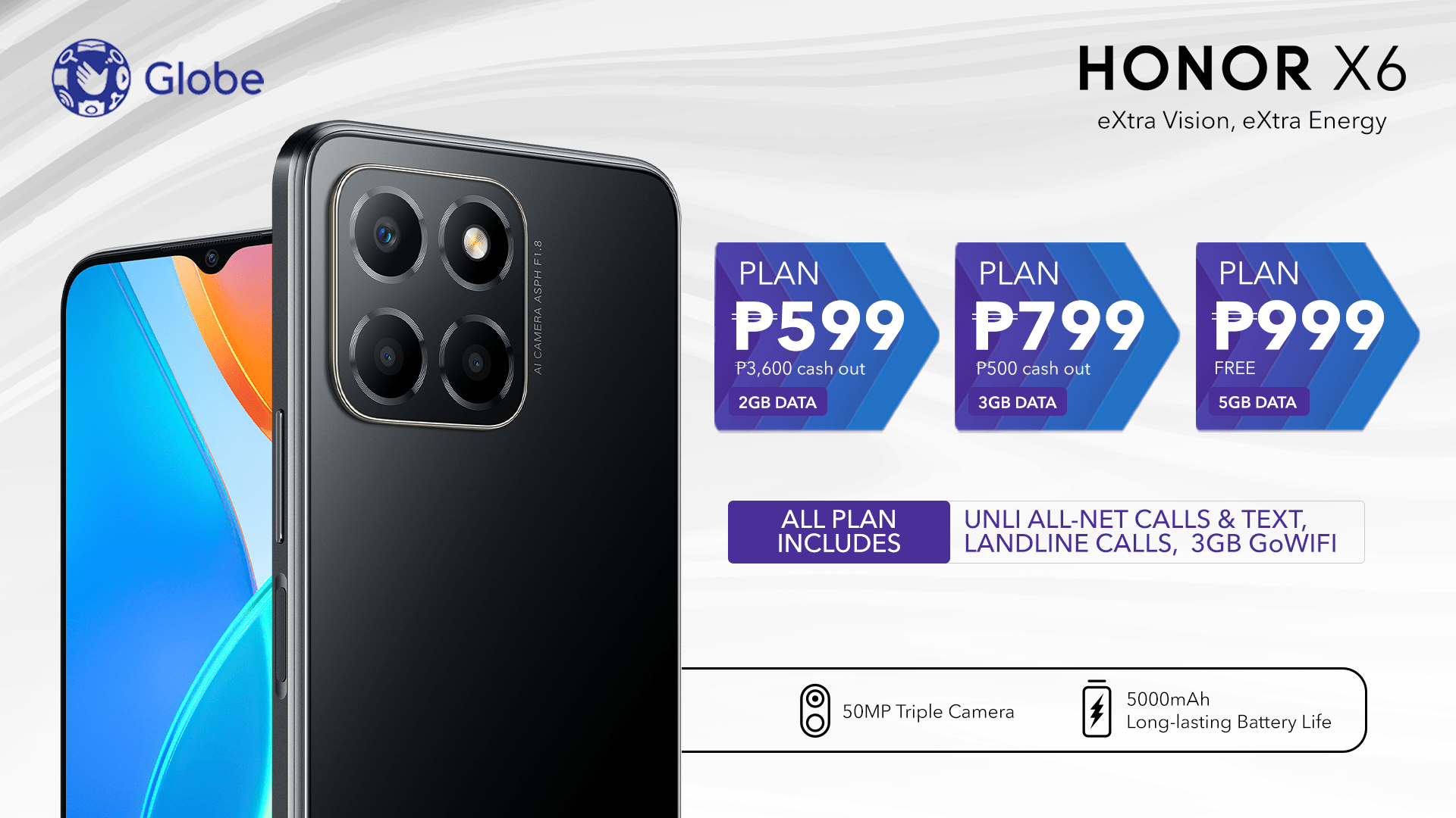 The HONOR X6 is now available via Globe's postpaid plans