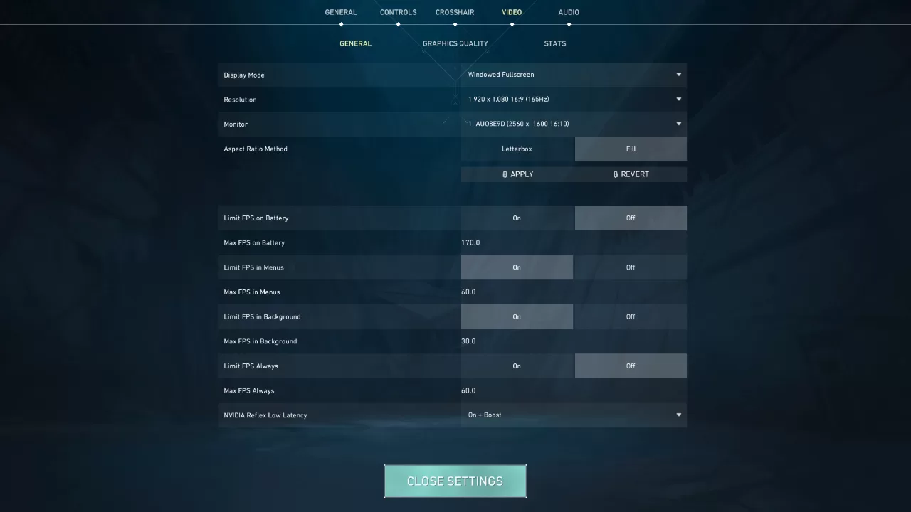 General Settings in Valorant