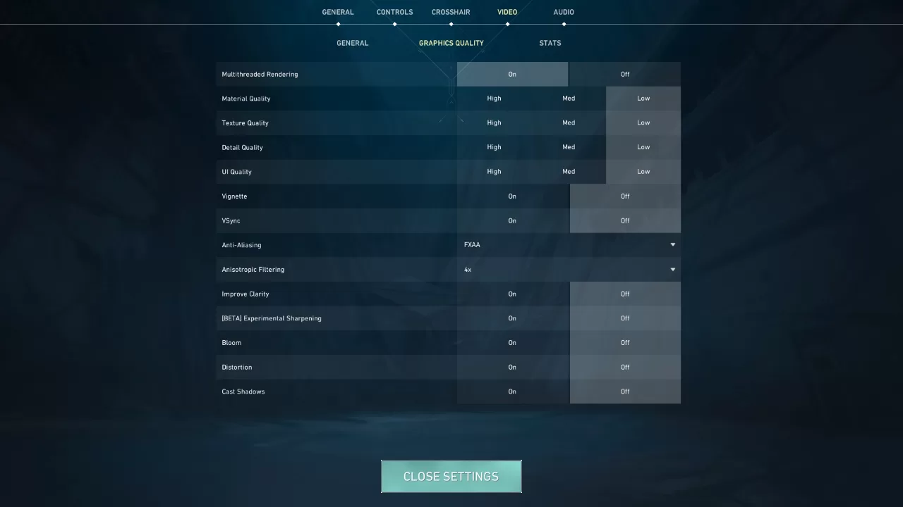 Graphics quality settings in Valorant