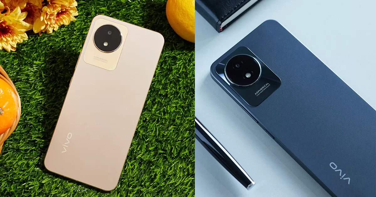 vivo Y02t in Sunset Gold and Cosmic Grey