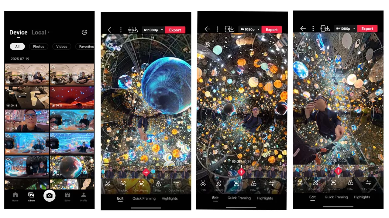 DJI OSMO 360 Edit Interface