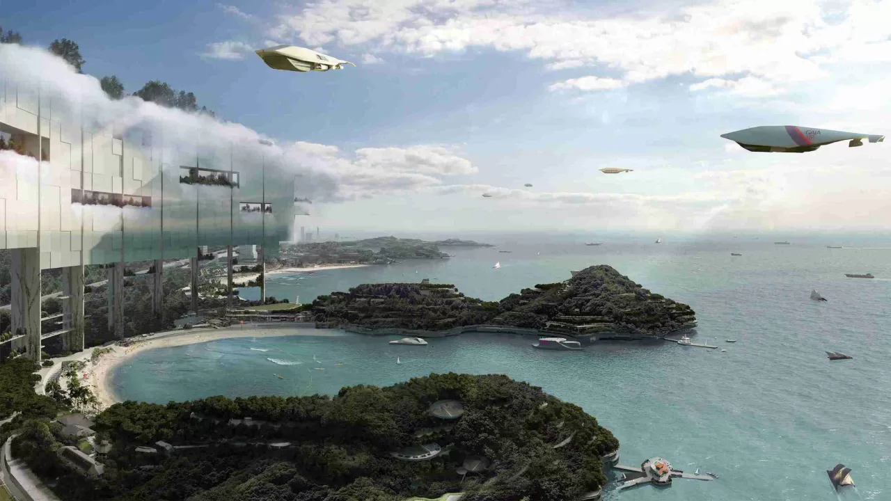 Renderização do East Coast Parkway em Cingapura