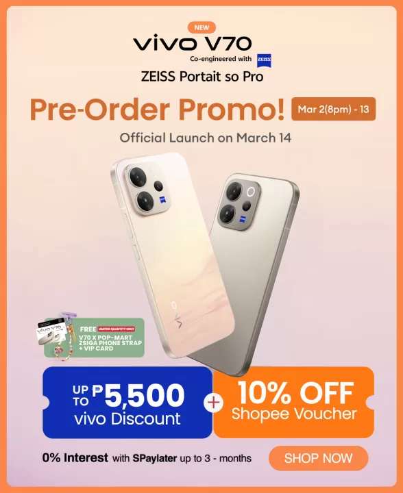 The vivo V70 is now available for pre-order in the PH, with a big discount on Shopee