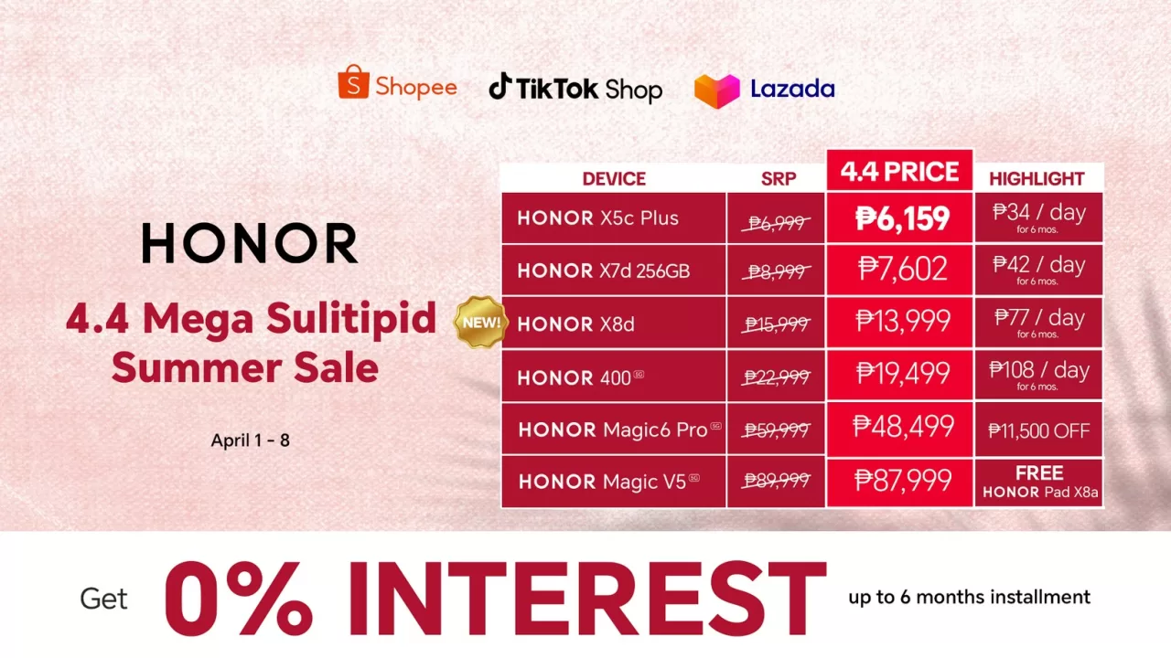 HONOR 4.4 Mega Sulitipid Summer Sale begins today