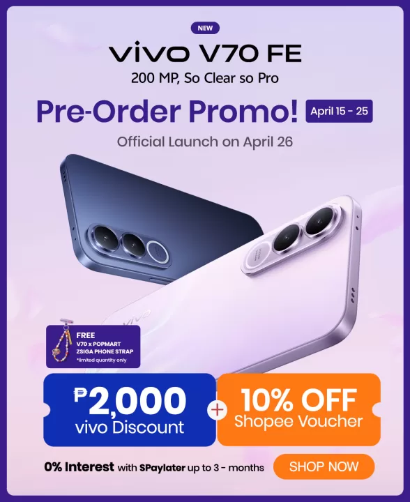 Snag the vivo V70 FE for PHP 22K via Shopee pre-order